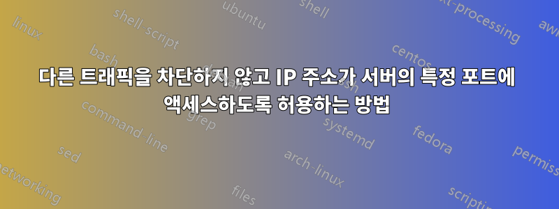 다른 트래픽을 차단하지 않고 IP 주소가 서버의 특정 포트에 액세스하도록 허용하는 방법