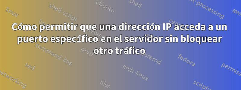 Cómo permitir que una dirección IP acceda a un puerto específico en el servidor sin bloquear otro tráfico