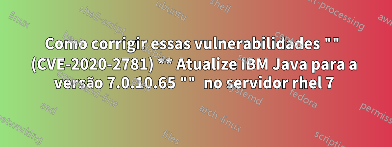 Como corrigir essas vulnerabilidades "" (CVE-2020-2781) ** Atualize IBM Java para a versão 7.0.10.65 "" no servidor rhel 7