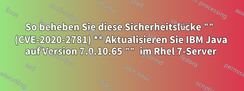 So beheben Sie diese Sicherheitslücke "" (CVE-2020-2781) ** Aktualisieren Sie IBM Java auf Version 7.0.10.65 "" im Rhel 7-Server