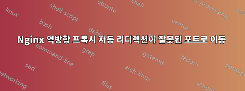 Nginx 역방향 프록시 자동 리디렉션이 잘못된 포트로 이동