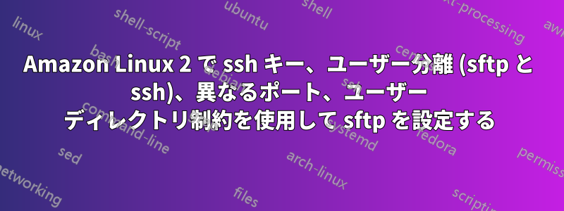 Amazon Linux 2 で ssh キー、ユーザー分離 (sftp と ssh)、異なるポート、ユーザー ディレクトリ制約を使用して sftp を設定する