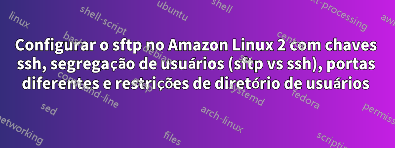 Configurar o sftp no Amazon Linux 2 com chaves ssh, segregação de usuários (sftp vs ssh), portas diferentes e restrições de diretório de usuários