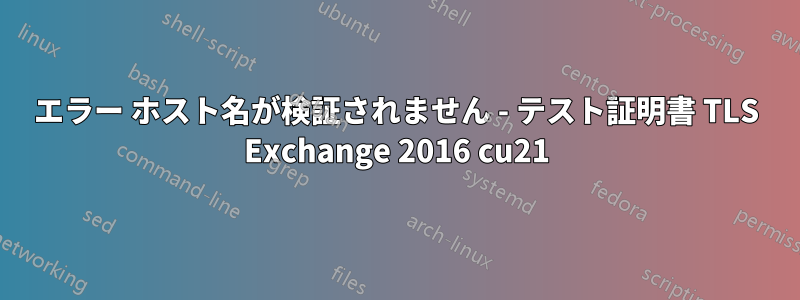 エラー ホスト名が検証されません - テスト証明書 TLS Exchange 2016 cu21