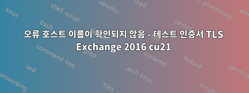 오류 호스트 이름이 확인되지 않음 - 테스트 인증서 TLS Exchange 2016 cu21