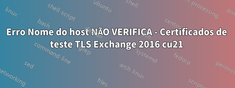 Erro Nome do host NÃO VERIFICA - Certificados de teste TLS Exchange 2016 cu21