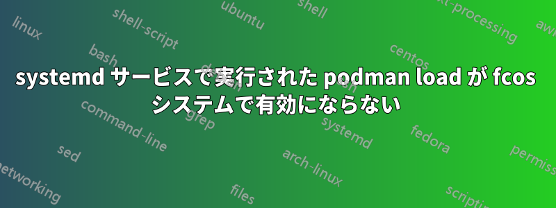 systemd サービスで実行された podman load が fcos システムで有効にならない