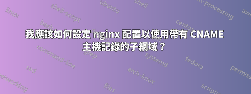 我應該如何設定 nginx 配置以使用帶有 CNAME 主機記錄的子網域？