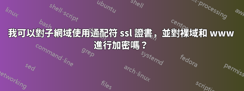 我可以對子網域使用通配符 ssl 證書，並對裸域和 www 進行加密嗎？