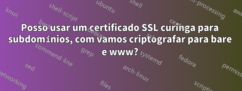 Posso usar um certificado SSL curinga para subdomínios, com vamos criptografar para bare e www?