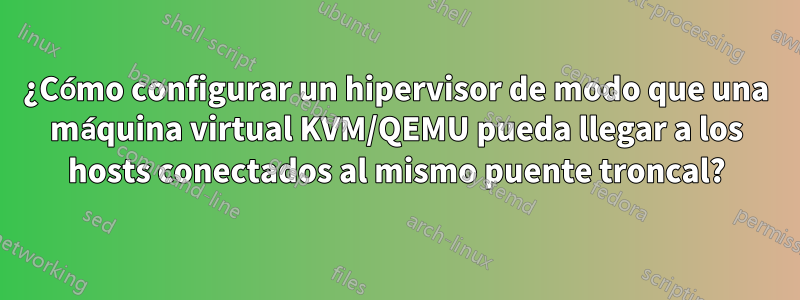 ¿Cómo configurar un hipervisor de modo que una máquina virtual KVM/QEMU pueda llegar a los hosts conectados al mismo puente troncal?