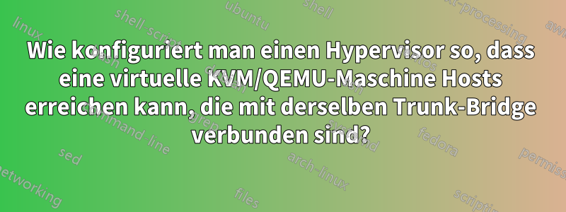 Wie konfiguriert man einen Hypervisor so, dass eine virtuelle KVM/QEMU-Maschine Hosts erreichen kann, die mit derselben Trunk-Bridge verbunden sind?