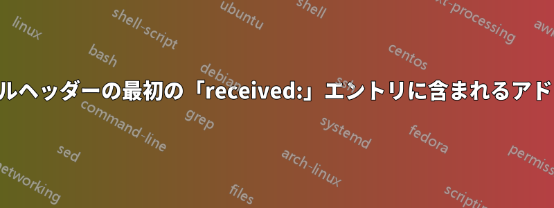 メールヘッダーの最初の「received:」エントリに含まれるアドレス