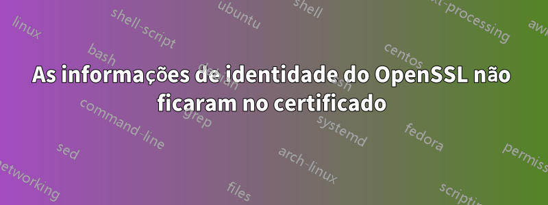 As informações de identidade do OpenSSL não ficaram no certificado