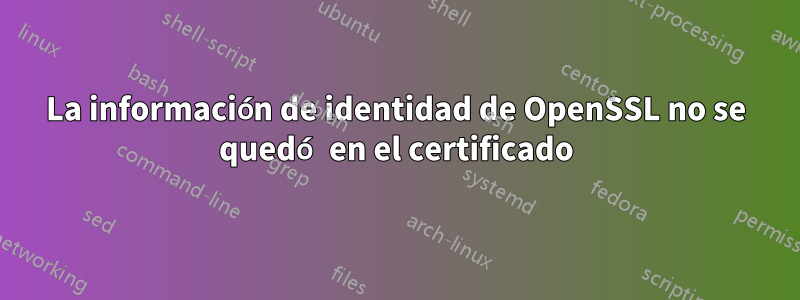 La información de identidad de OpenSSL no se quedó en el certificado