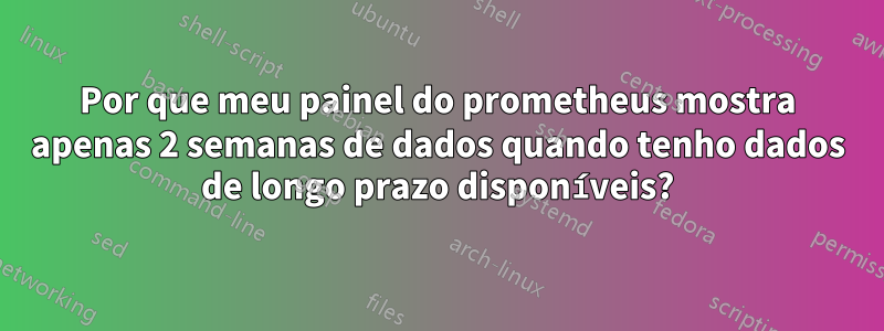 Por que meu painel do prometheus mostra apenas 2 semanas de dados quando tenho dados de longo prazo disponíveis?