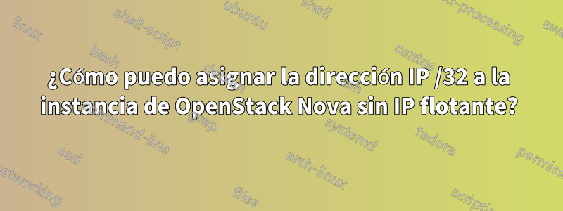 ¿Cómo puedo asignar la dirección IP /32 a la instancia de OpenStack Nova sin IP flotante?