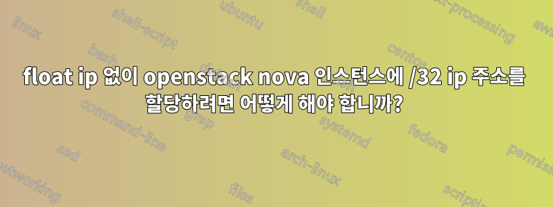 float ip 없이 openstack nova 인스턴스에 /32 ip 주소를 할당하려면 어떻게 해야 합니까?