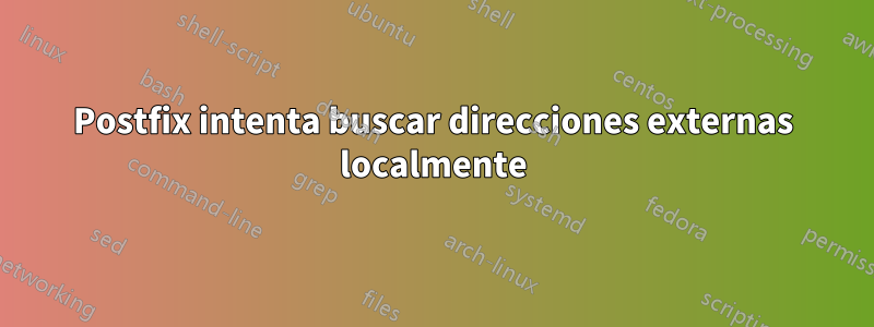 Postfix intenta buscar direcciones externas localmente