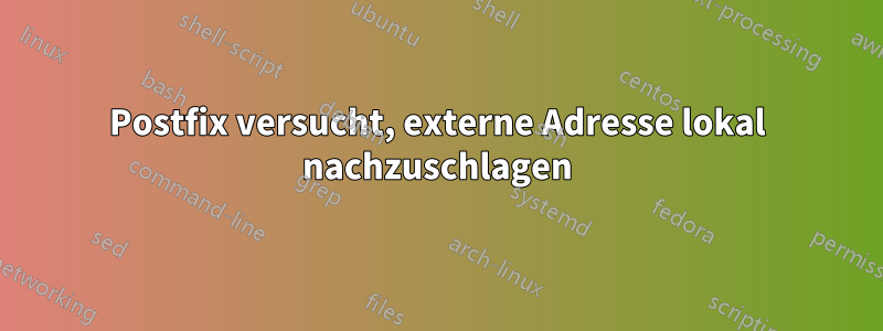 Postfix versucht, externe Adresse lokal nachzuschlagen