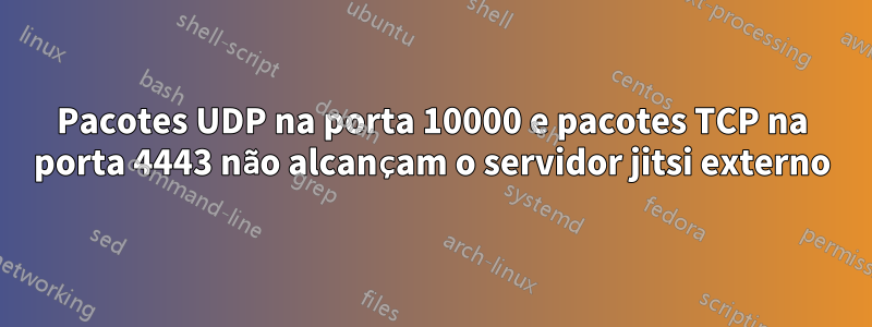 Pacotes UDP na porta 10000 e pacotes TCP na porta 4443 não alcançam o servidor jitsi externo