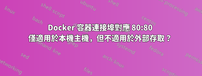 Docker 容器連接埠對應 80:80 僅適用於本機主機，但不適用於外部存取？