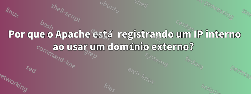 Por que o Apache está registrando um IP interno ao usar um domínio externo? 