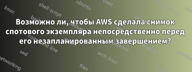 Возможно ли, чтобы AWS сделала снимок спотового экземпляра непосредственно перед его незапланированным завершением?