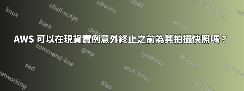 AWS 可以在現貨實例意外終止之前為其拍攝快照嗎？