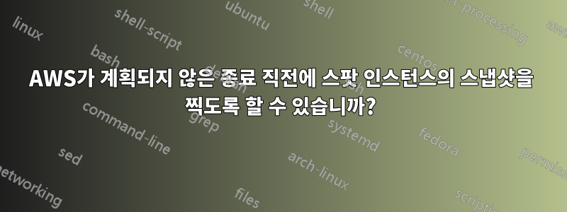 AWS가 계획되지 않은 종료 직전에 스팟 인스턴스의 스냅샷을 찍도록 할 수 있습니까?