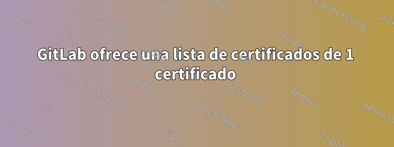 GitLab ofrece una lista de certificados de 1 certificado