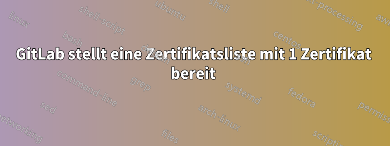 GitLab stellt eine Zertifikatsliste mit 1 Zertifikat bereit