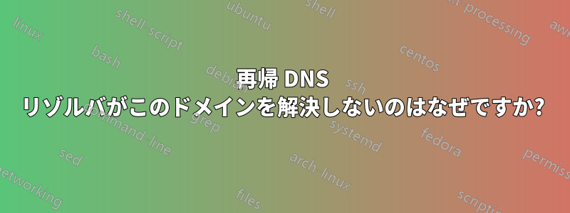 再帰 DNS リゾルバがこのドメインを解決しないのはなぜですか?