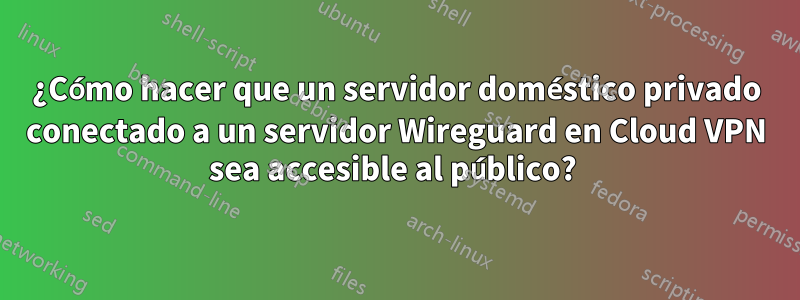 ¿Cómo hacer que un servidor doméstico privado conectado a un servidor Wireguard en Cloud VPN sea accesible al público? 