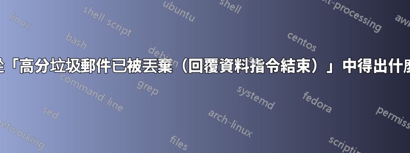 我可以從「高分垃圾郵件已被丟棄（回覆資料指令結束）」中得出什麼結論？