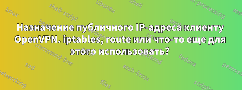 Назначение публичного IP-адреса клиенту OpenVPN. iptables, route или что-то еще для этого использовать?