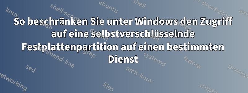 So beschränken Sie unter Windows den Zugriff auf eine selbstverschlüsselnde Festplattenpartition auf einen bestimmten Dienst