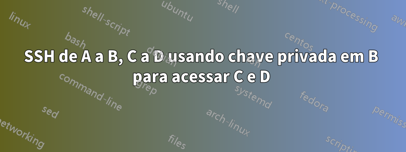 SSH de A a B, C a D usando chave privada em B para acessar C e D