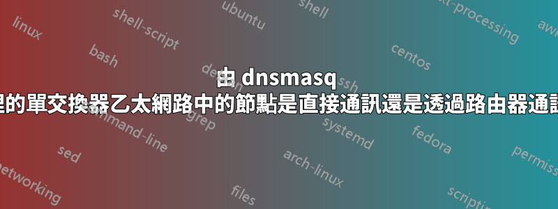 由 dnsmasq 管理的單交換器乙太網路中的節點是直接通訊還是透過路由器通訊？