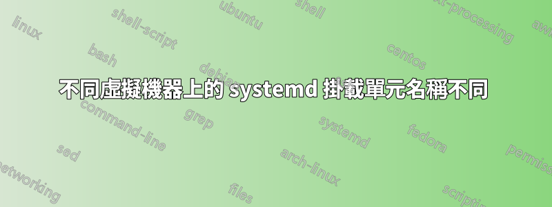 不同虛擬機器上的 systemd 掛載單元名稱不同