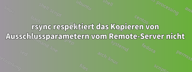 rsync respektiert das Kopieren von Ausschlussparametern vom Remote-Server nicht