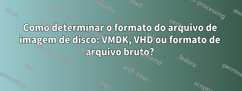 Como determinar o formato do arquivo de imagem de disco: VMDK, VHD ou formato de arquivo bruto?