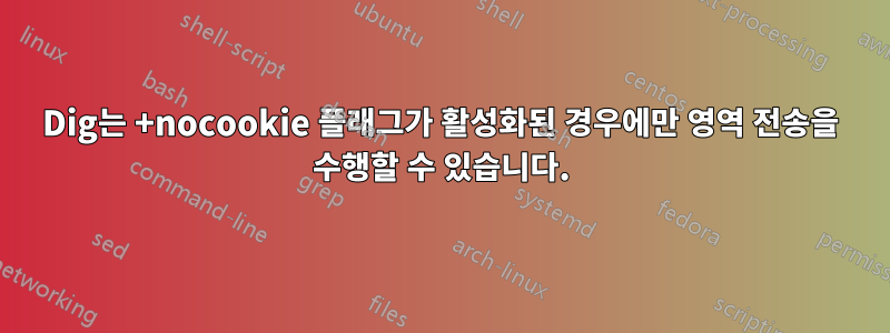 Dig는 +nocookie 플래그가 활성화된 경우에만 영역 전송을 수행할 수 있습니다.