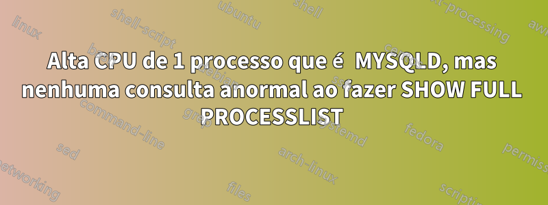 Alta CPU de 1 processo que é MYSQLD, mas nenhuma consulta anormal ao fazer SHOW FULL PROCESSLIST