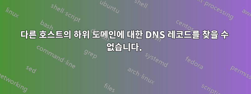 다른 호스트의 하위 도메인에 대한 DNS 레코드를 찾을 수 없습니다.