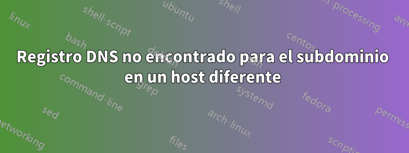 Registro DNS no encontrado para el subdominio en un host diferente