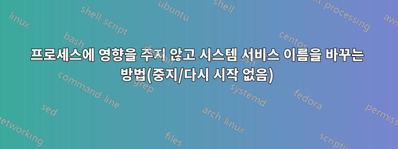 프로세스에 영향을 주지 않고 시스템 서비스 이름을 바꾸는 방법(중지/다시 시작 없음)