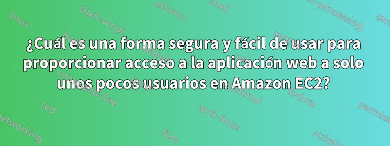 ¿Cuál es una forma segura y fácil de usar para proporcionar acceso a la aplicación web a solo unos pocos usuarios en Amazon EC2?
