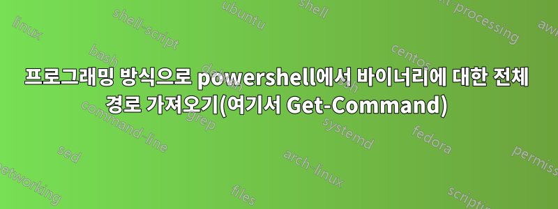 프로그래밍 방식으로 powershell에서 바이너리에 대한 전체 경로 가져오기(여기서 Get-Command)
