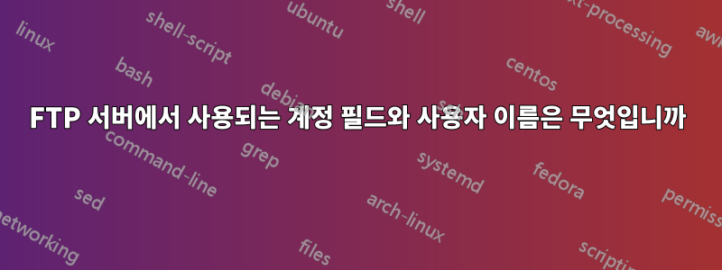 FTP 서버에서 사용되는 계정 필드와 사용자 이름은 무엇입니까